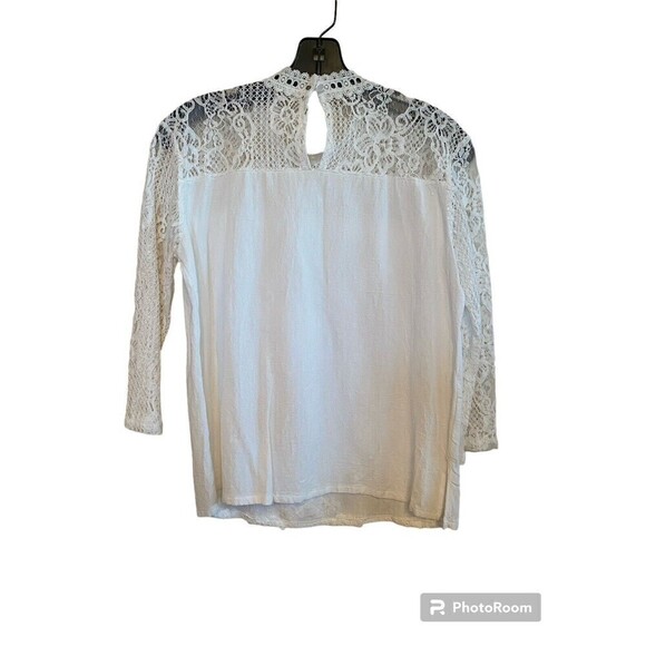 Cotton/Lace Long Sleeve Top. Sz.S - Picture 2 of 3